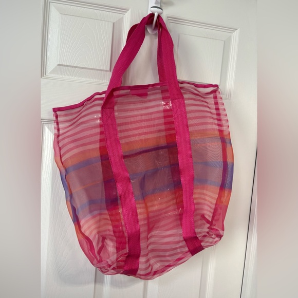 Handbags - Stylish Pink Striped Tote Bag and matching pouch